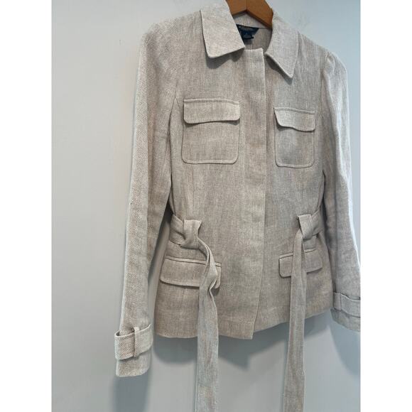 Brooks Brothers 100% Linen Jacket Woven In Ireland Button Down Size 10 JL - Picture 2 of 11